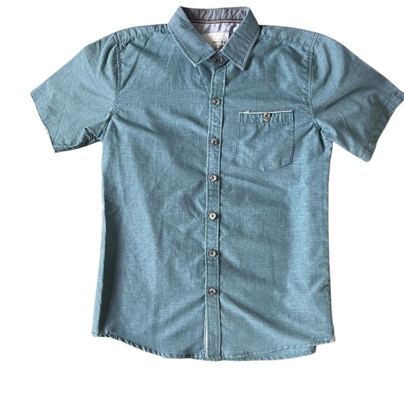 Craft and Flow Boys Short Sleeve Blue Button Down | 10/12 - Picture 1 of 5